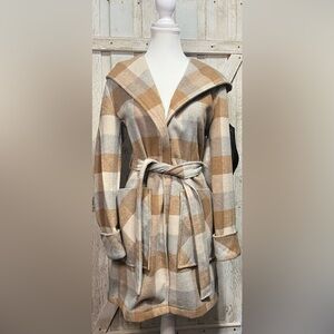 Plaid Wool Blend Coat